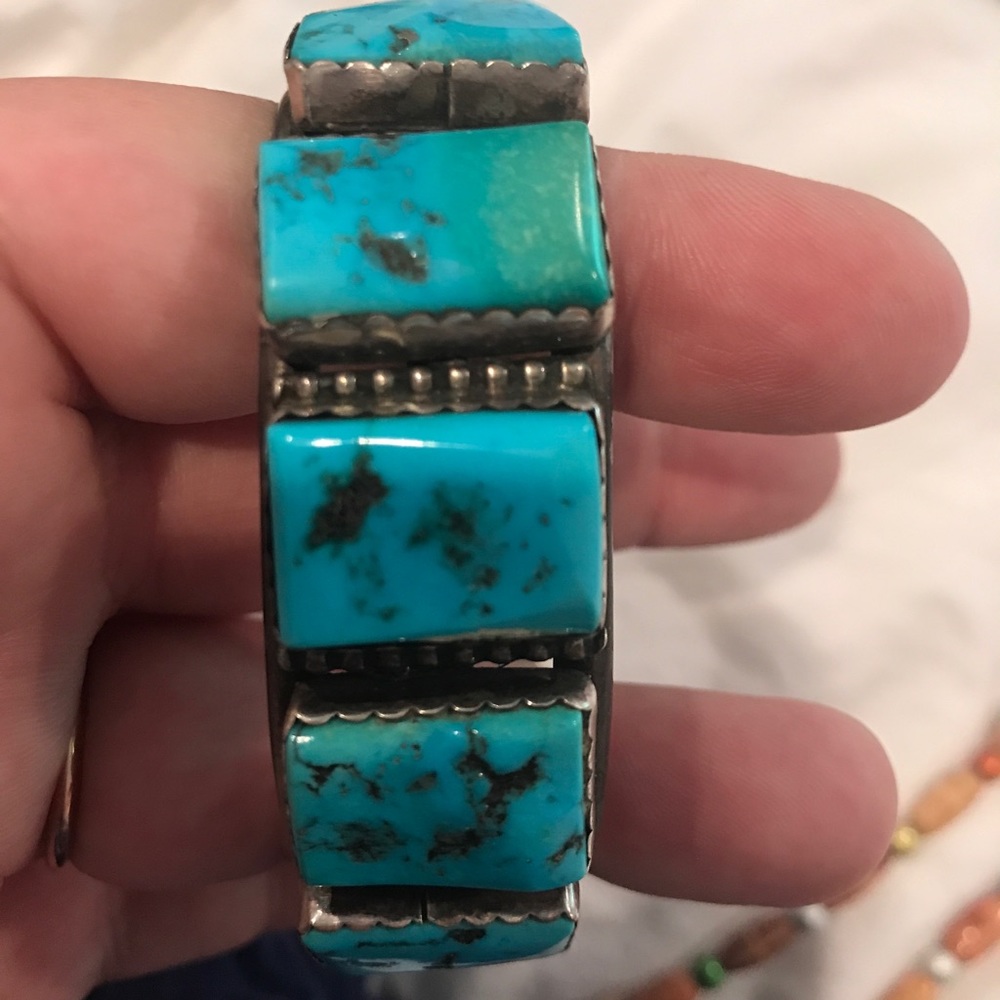 Real turquoise bangle bracelet